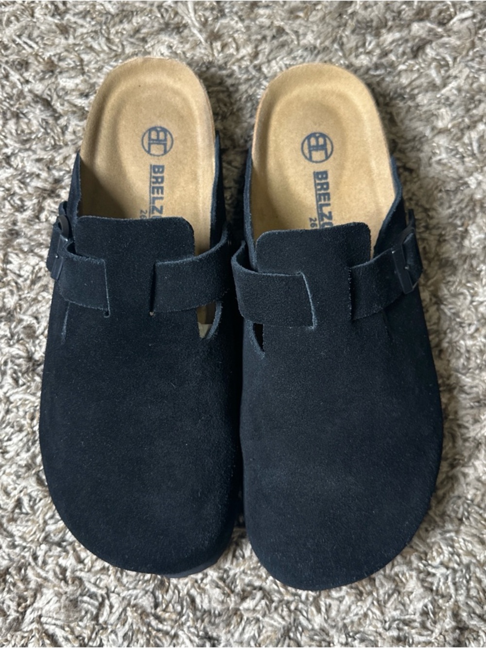 Brelzo Calvior Women’s 10 Men’s 8 Black Suede Cork Footbed clogs comfort EU 41